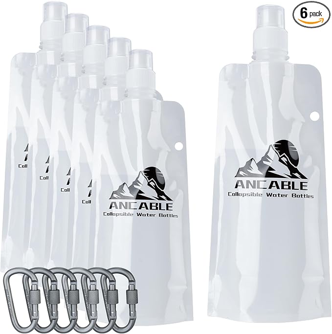 Ancable 17oz Collapsible Water Bottles, BPA-Free Water Bottle by Ancable