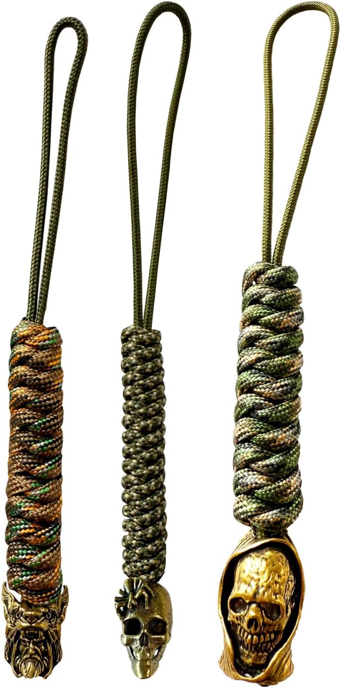 Handmade Lanyards with Brass Beads – Paracord 550 Survival Gear Leash by Unknown