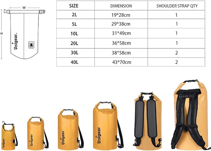 Unigear Dry Bag Waterproof, 2L/5L/10L/20L/30L/40L Floating and Lightweight Bags - Image 3