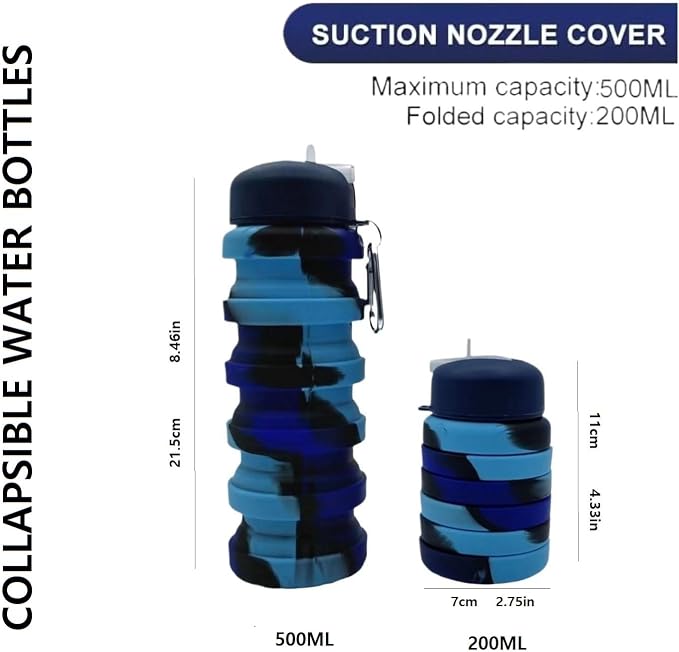 Collapsible Water Bottles 2 Pack 16oz, Travel Portable Sport Water Bottle - Image 6