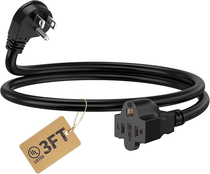 LUCKY TL Indoor Outdoor Extension Cord, 16/3 Gauge Black Short Extension Cord by LUCKYTL
