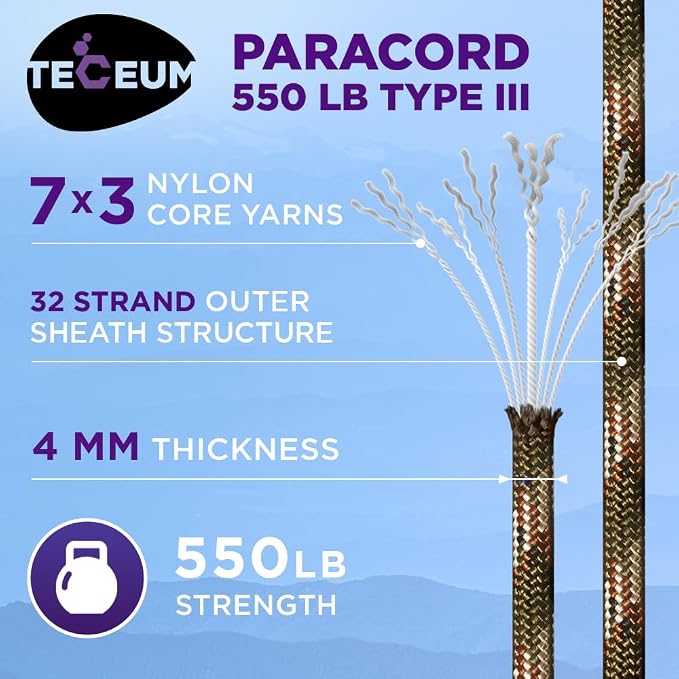 TECEUM Reflective Paracord Rope 1000 – 1000ft/200ft/100ft/50ft – 40+ Colors – - Image 2