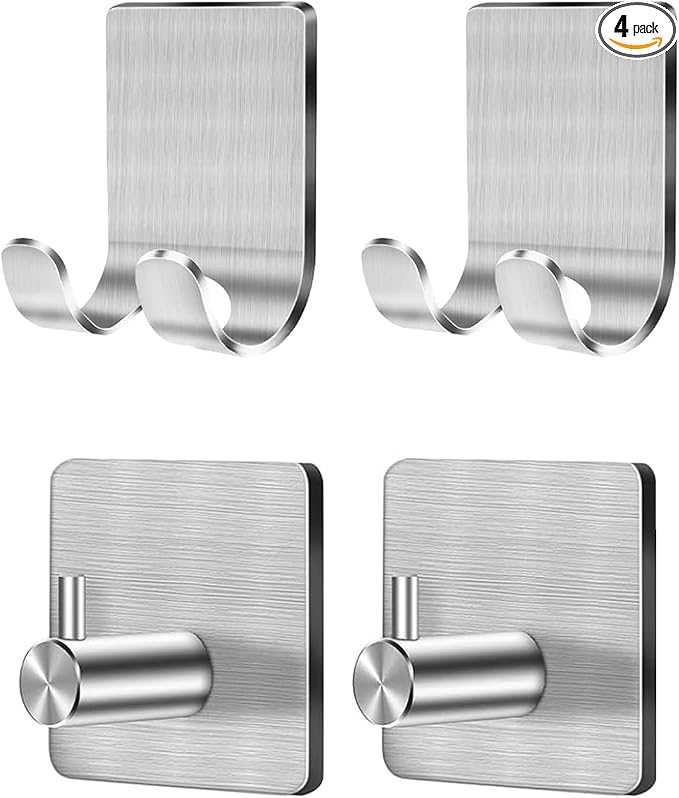 CGBE 4 Packs Shower Hooks for Inside Shower, Self Adhesive Shaver Holder Hanger by CGBE