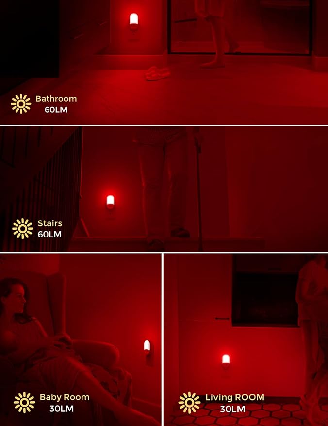 L LOHAS LED Red Night Light Plug in, Motion Sensor Night Light - Image 6