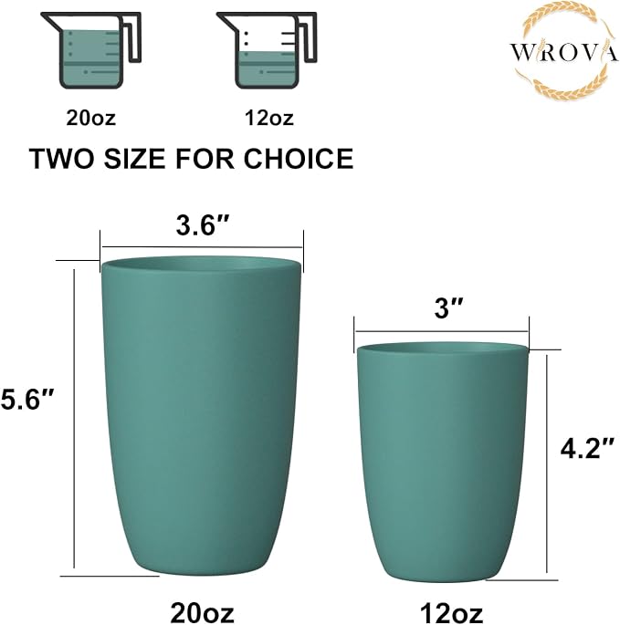 Wrova Wheat Straw Cups 6 PCS Good Alternative to Plastic Reusable Cups 20 oz - Image 3