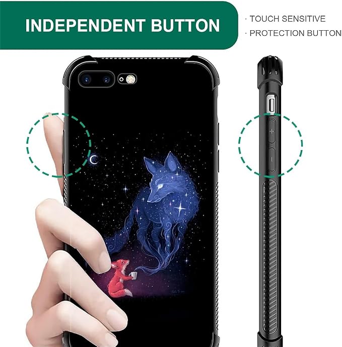 for iPhone 7 Plus/8 Plus Case, Galaxy Fox Wolf Pattern Graphic Design Girl Boy - Image 7