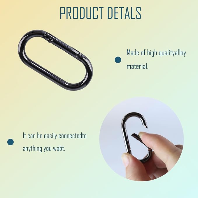 16 Pcs Carabiners Clip, Oval Shape Cute Carabiner Keychain Clip Aluminum Hook - Image 3