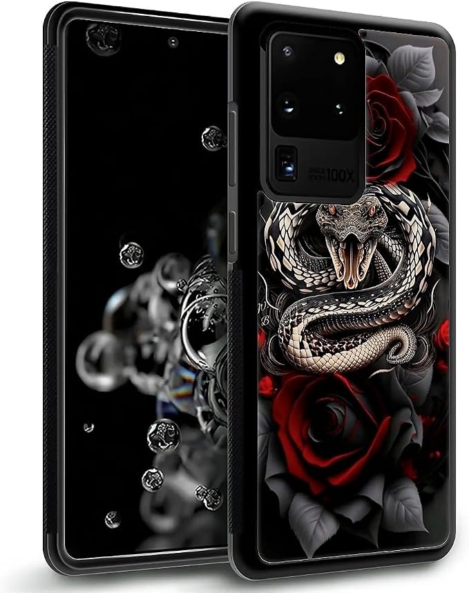 for Samsung Galaxy S20 Ultra Case, Entwined Rose Snake Pattern Graphic Design - Image 2