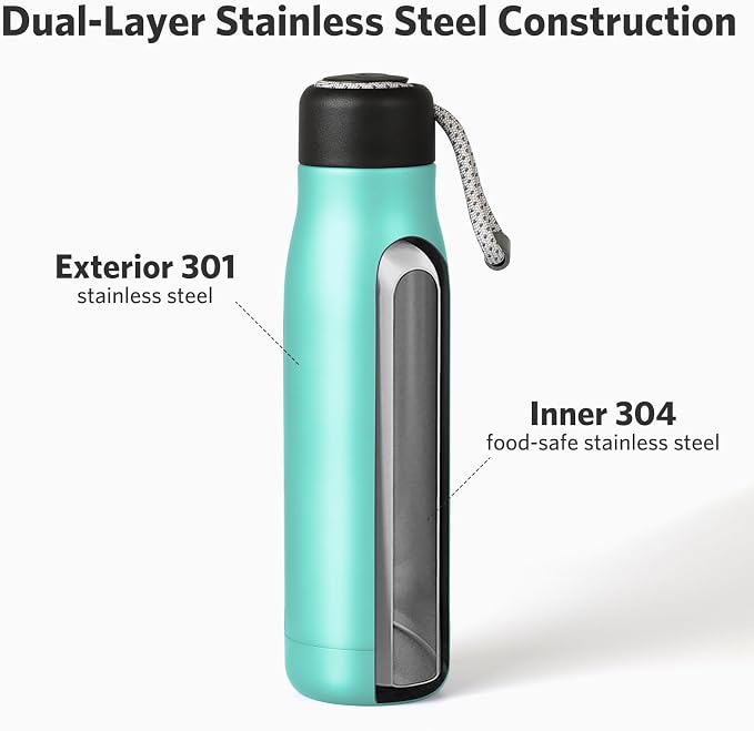 Water Bottle with Portable Lid Metal Thermos Vacuum Insulated Stainless Steel | - Image 4