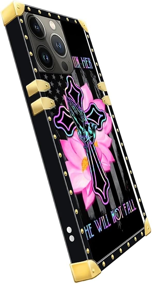 Compatible with iPhone 14 Pro Max Case, Praying Cross Hands Luxury Golden - Image 4