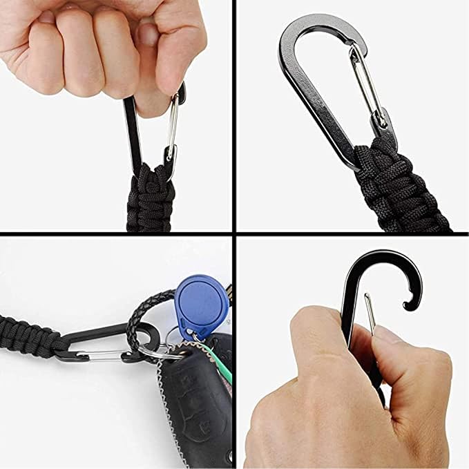 BRAVESHINE Paracord Keychain Carabiner Clip, D Ring Lanyard Hanger Stroller Hook - Image 7