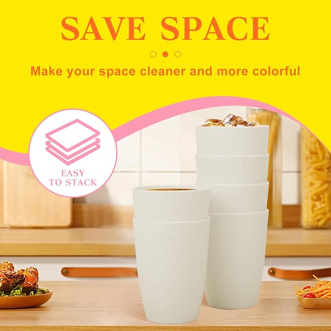 Homienly Wheat Straw Cups 12oz Unbreakable & Easy to Clean Cups Reusable - Image 5