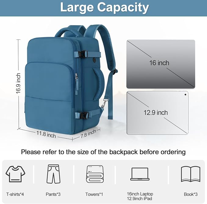 Sinaliy Travel laptop Backpack for Men Women, Personal Item Size Flight Approved - Image 9