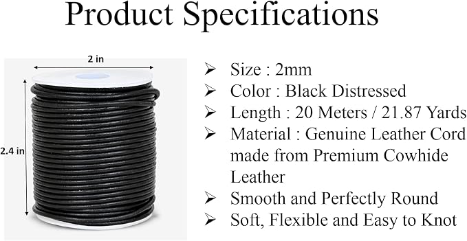 GENIQUE Real/Genuine Round Leather String Cord - Image 3