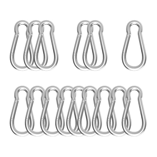 Carabiner, Heavy Duty Galvanized Steel Spring Snap Hook Carabiner Clips by High-PQ
