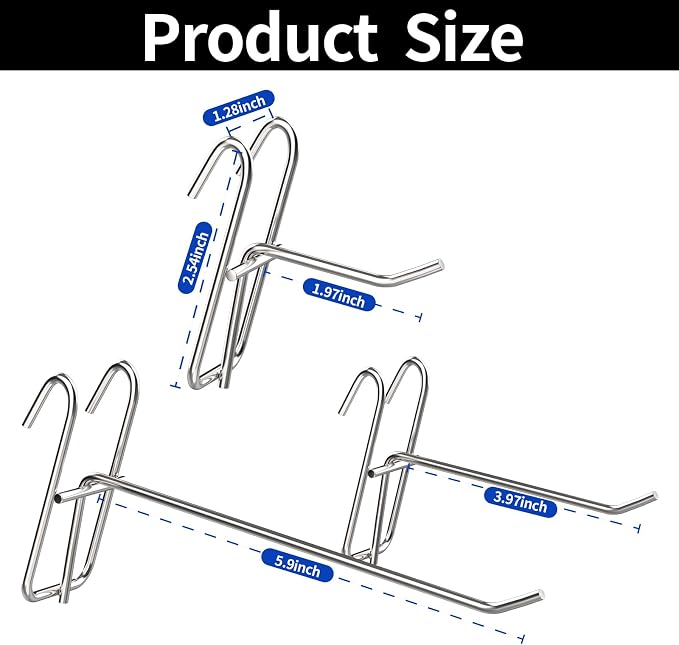 12 Pack 2/4/6 Inch Hooks for Wire Shelving, Heavy Duty Metal Hooks Accessories - Image 3