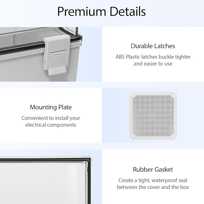 Junction Box, IP65 Waterproof Dustproof ABS Plastic Enclosure, Outdoor and - Image 4