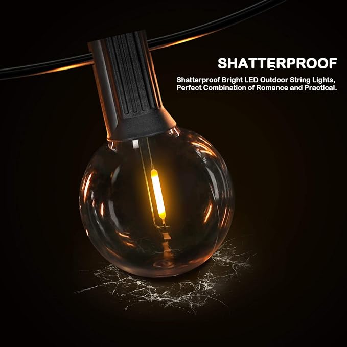 VerRon 50FT LED G40 Globe String Lights, Shatterproof Outdoor Patio String - Image 2