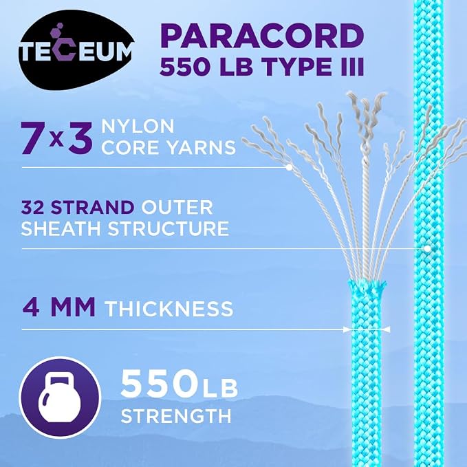 TECEUM Reflective Paracord Rope 1000 – 1000ft/200ft/100ft/50ft – 40+ Colors – - Image 3