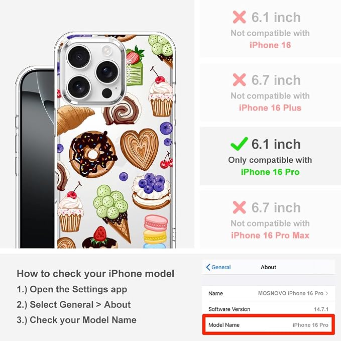 MOSNOVO for iPhone 16 Pro Case, Shockproof Military-Grade Protection 6.6ft Drop - Image 2