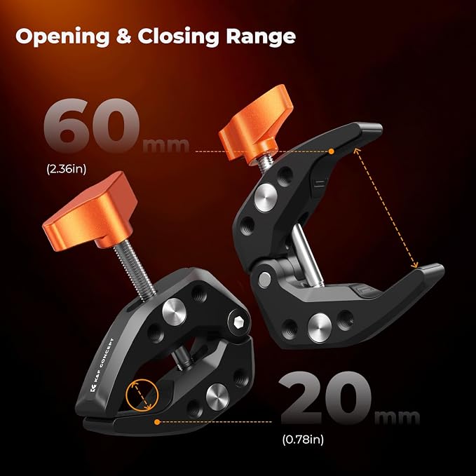 K&F CONCEPT 2 Pack Camera Mount Clamp, Super Crab Clamp - Image 3