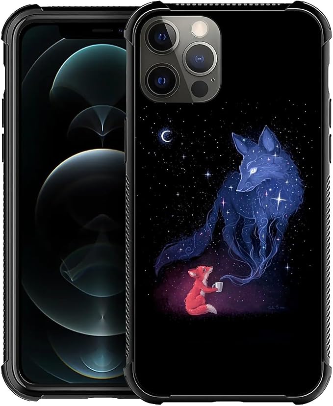 for iPhone 11 Pro Max Case, Galaxy Fox Wolf Pattern Graphic Design Girl Boy by FKBRCL4U