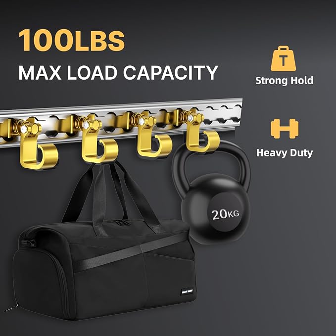 4 Pack L Track Hooks with Single Stud Fitting, Spring-Loaded Adjustable Gear - Image 2