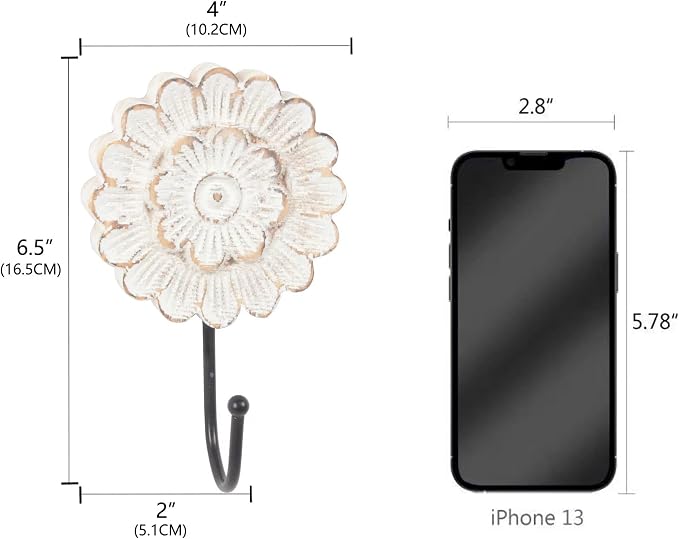 dwellington Distress Wood Flower Coat Hooks - Image 7