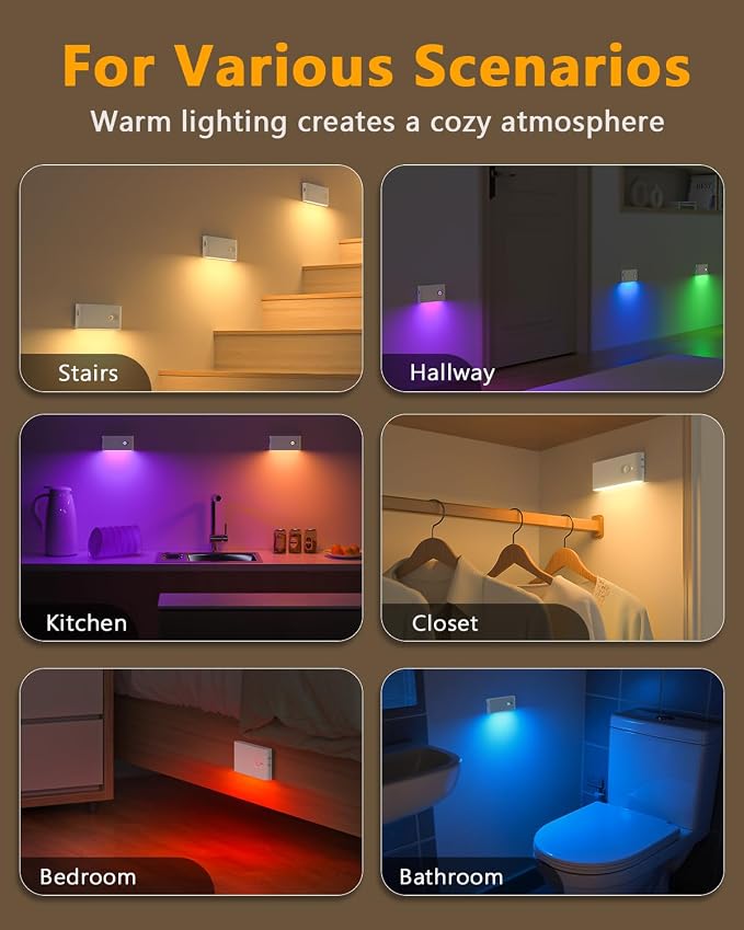 WILLED Stair Lights Indoor RGB & Warm White, Rechargeable Motion Sensor Night - Image 2