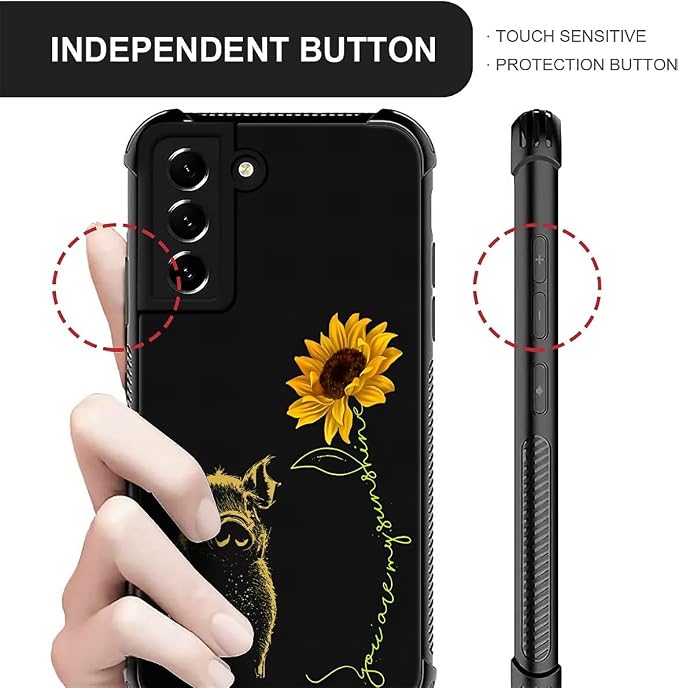 for Samsung Galaxy S21 Plus Case, Pig Sunflower Yellow Sunshine Pattern Graphic - Image 5