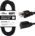 40FT Outdoor Extension Cord-16/3 SJTW Durable Black Extension Cable by HONDERSON