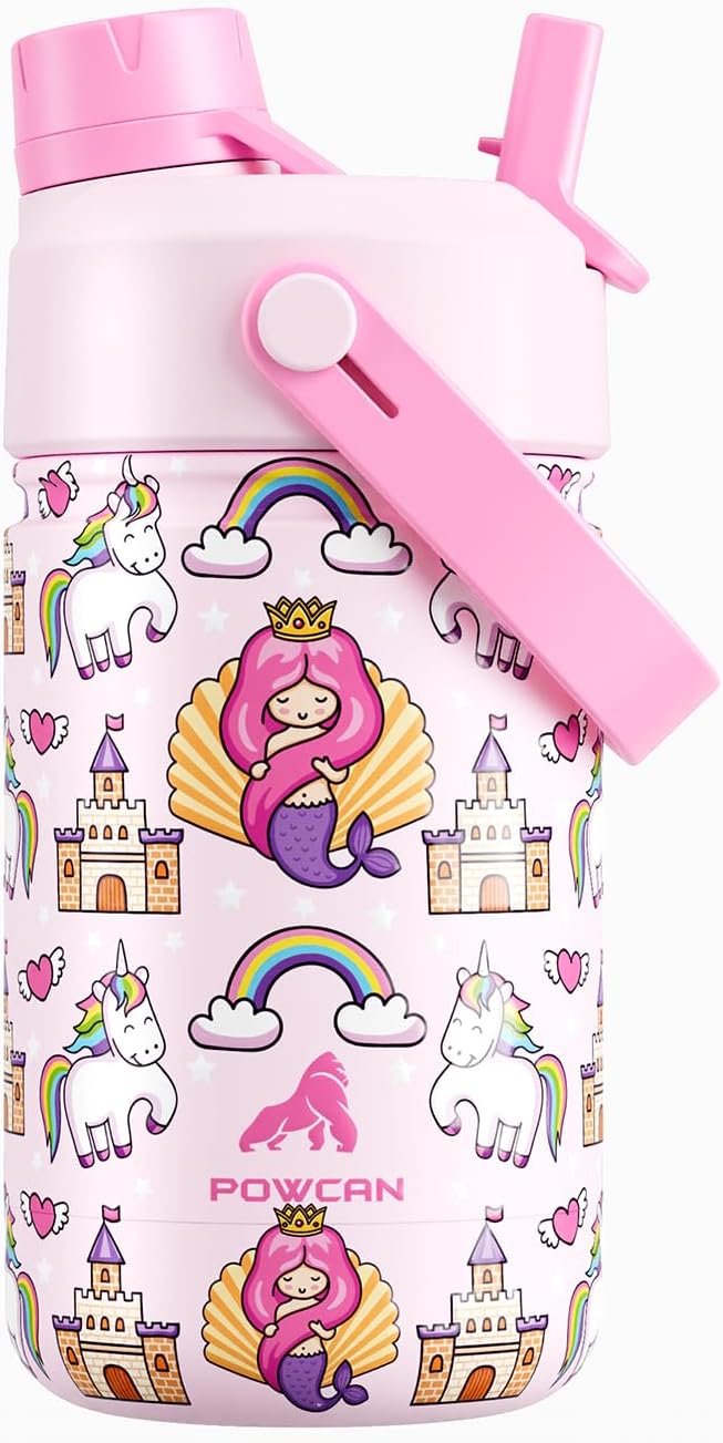 12 oz Kids Insulated Mermaid Water Bottle by POWCAN