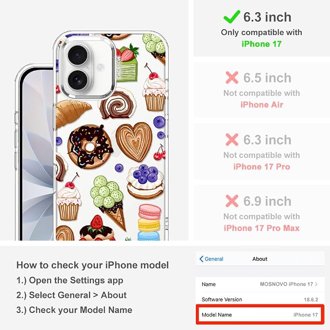 MOSNOVO for iPhone 17 Case, Shockproof Military-Grade Protection 6.6ft Drop - Image 2