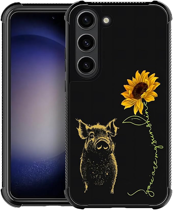 for Samsung Galaxy S23 Plus Case, Pig Sunflower Yellow Sunshine Pattern Graphic by FKBRCL4U