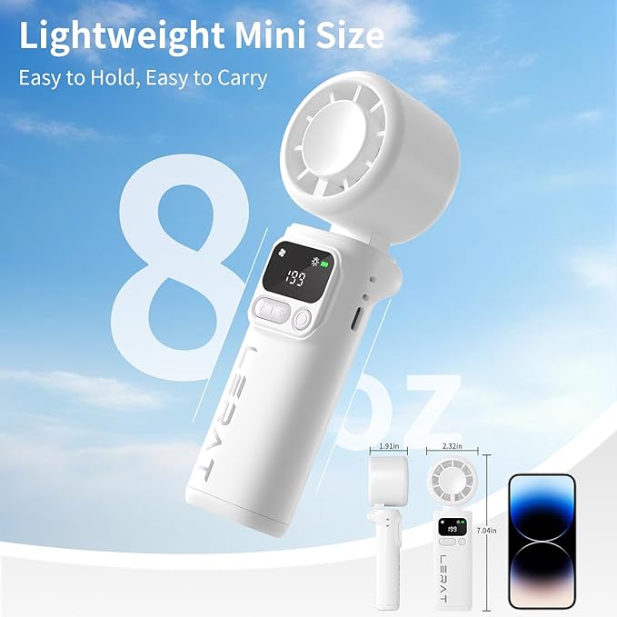 Lerat Portable Handheld Turbo Fan, 5-Speed Wind, Battery Operated, 3-in-1 Hand - Image 5