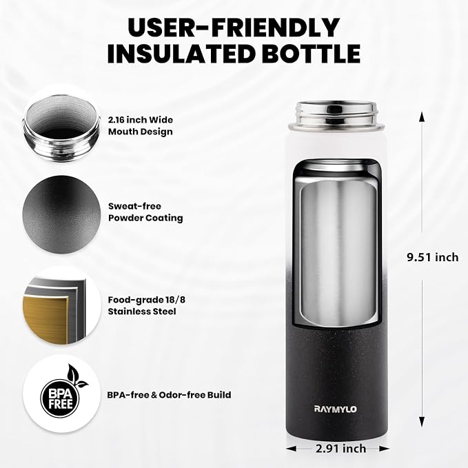 RAYMYLO Insulated Water Bottle 20 oz, Triple Wall Vacuum Stainless Steel - Image 5