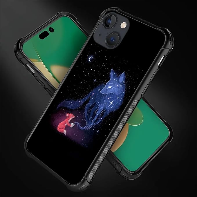 for iPhone 13 Case, Galaxy Fox Wolf Pattern Graphic Design Girl Boy Soft - Image 5