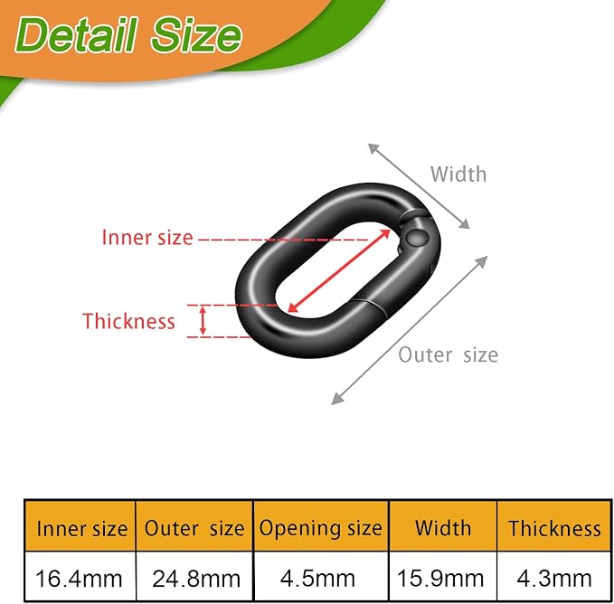 10Pack 5/8 Inch Small Oval Carabiner, Metal Spring Tiny Carabiner Clips - Image 2