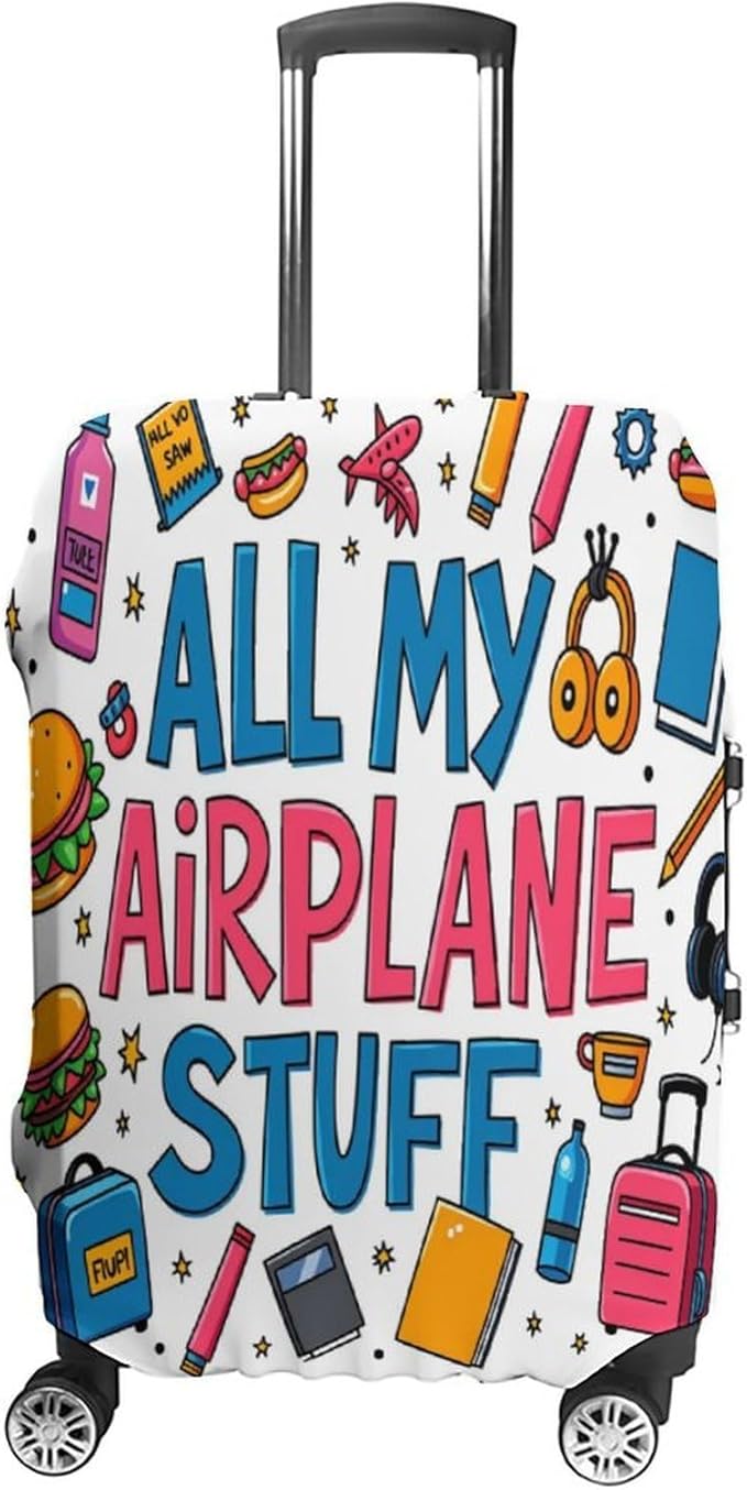 Airplane Travel Essentials Stretch Luggage Cover, Washable Suitcase Protector by Unknown
