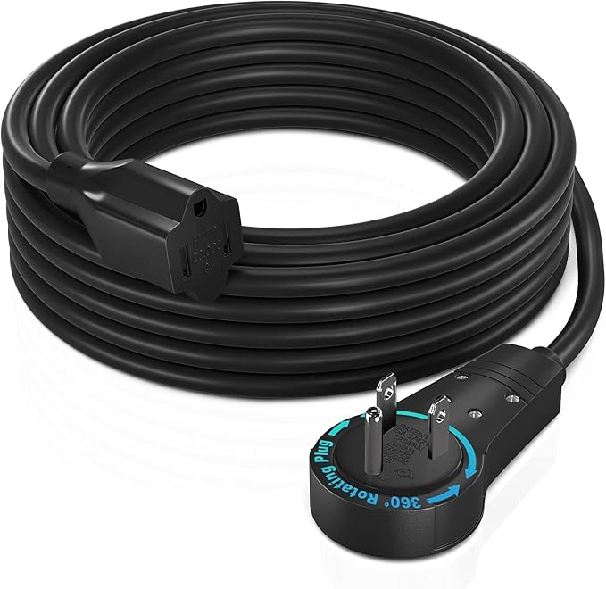 Maximm Cable 25 Feet 360° Rotating Flat Plug Extension Cord/Wire, 3 Prong by MaximmCable