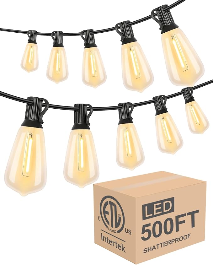 Lightdot 500FT Outdoor String Lights, LED Bistro String Lights by LightdotLighting