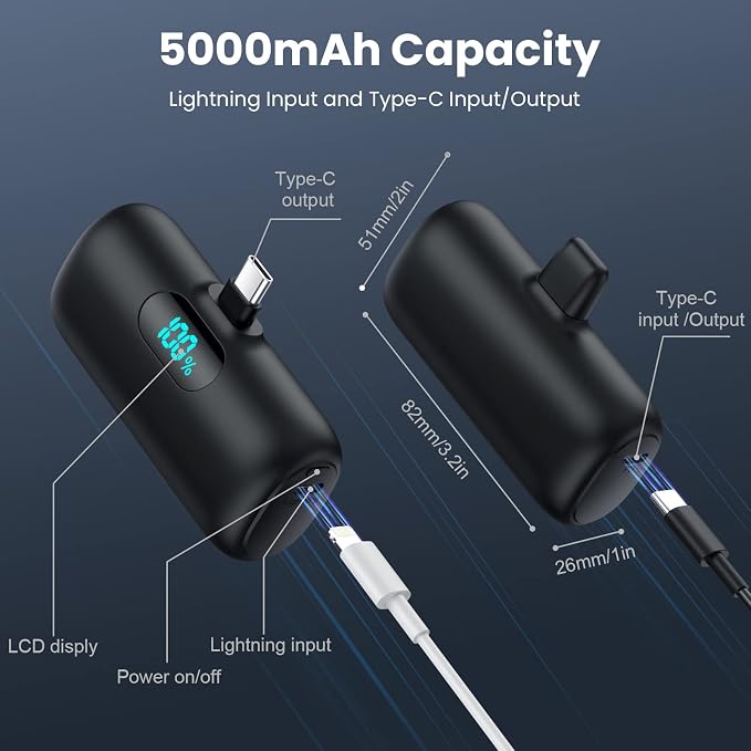 Portable Charger for iPhone 17/16/15, Mini Power Bank 5000mAh PD USB C Portable - Image 4