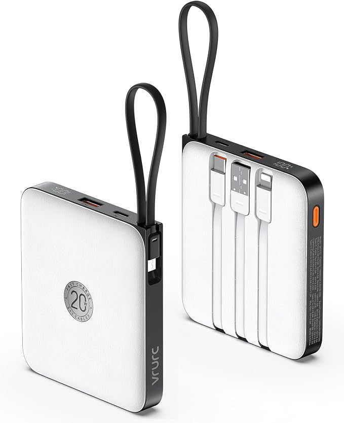 VRURC Battery Pack Charger Portable 10000mAh, 22.5W Power Bank Fast Charging by Home
