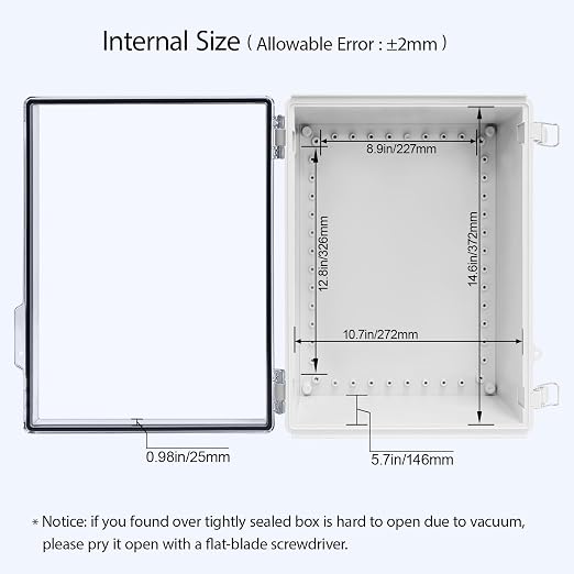 LeMotech Electrical Box, IP67 Waterproof Hinged Clear Cover Stainless Steel - Image 5