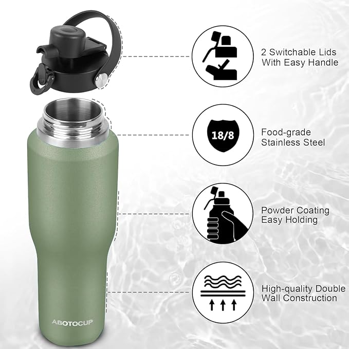 40oz Water Bottle with Powder Coated, Fit in Any Car Cup Holder, Water Bottle - Image 4