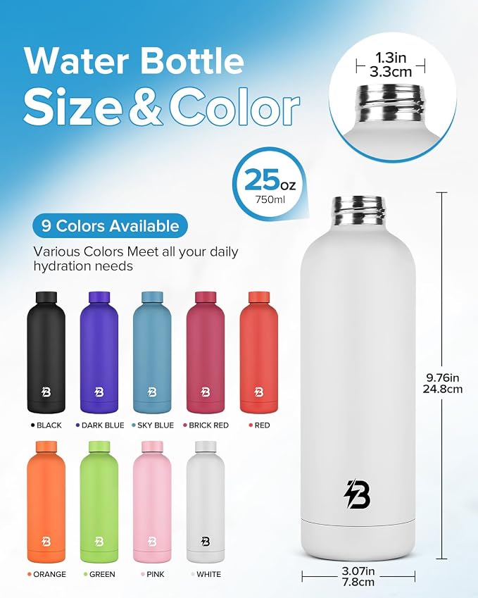 Insulated Water Bottle with Lid, 25 oz Reusable Leak-Proof Metal Stainless - Image 4