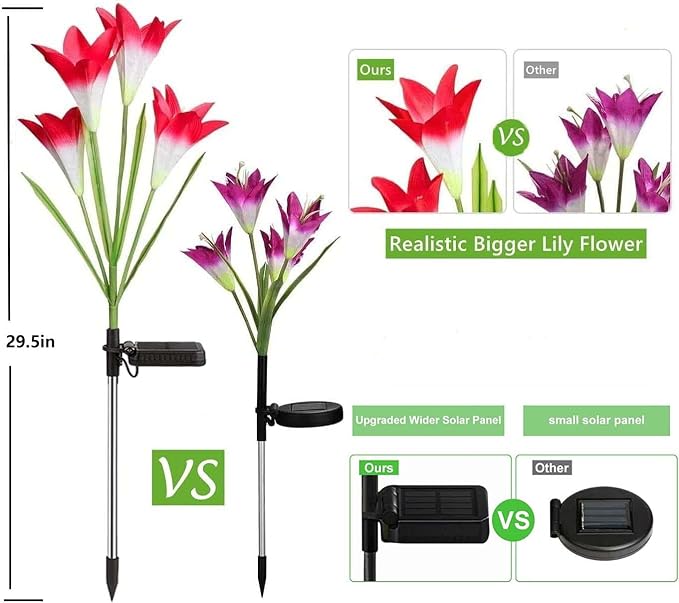 ostritec Solar Lights Outdoor Waterproof, 4 Pack Garden Decor Lights, 16 - Image 6