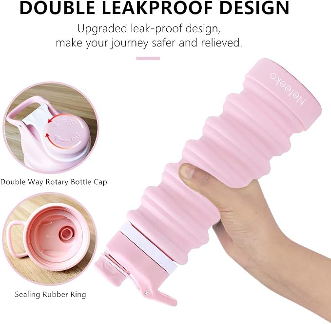 Nefeeko Collapsible Water Bottle, 26oz Silicone Foldable Water Bottles - Image 3