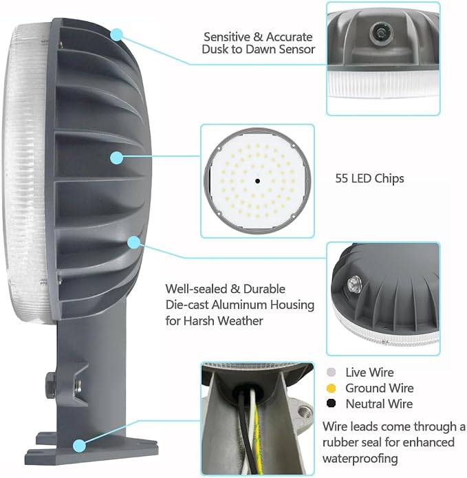 Owleye 6000LM Dusk to Dawn Outdoor Lighting LED Barn Light Security Lights - Image 5