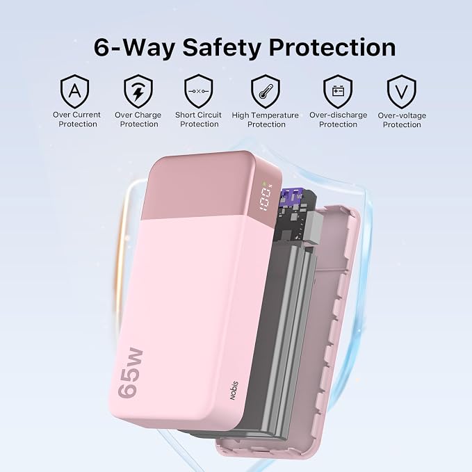NOBIS 20000mAh Battery Pack Power Bank 65W Power Bank, Portable Charger - Image 7